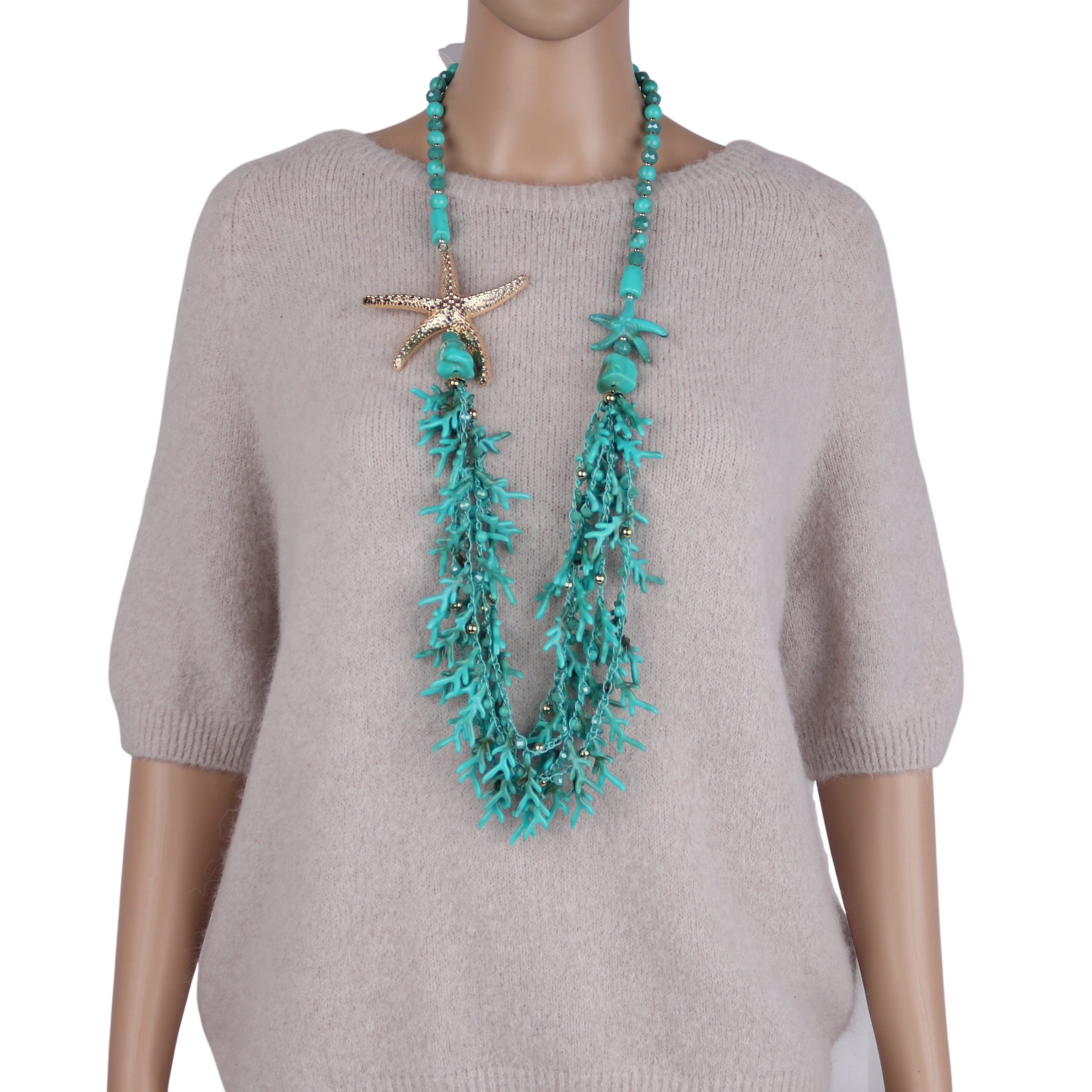 MIRROSI Lange Kette Damen Halskette mit elegantem Anhänger