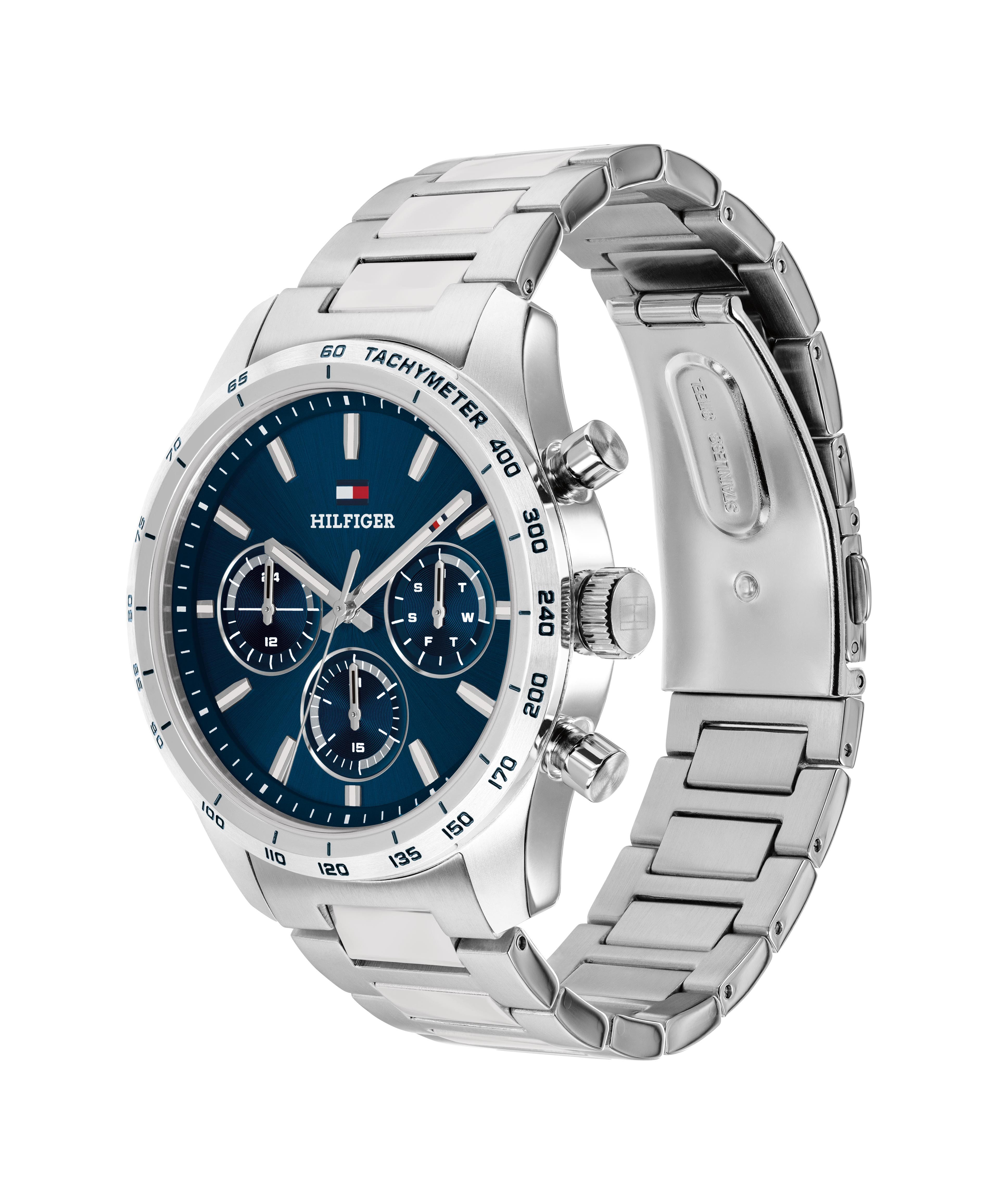 Tommy Hilfiger Multifunktionsuhr HAMPTON 1792278, Quarzuhr, Armbanduhr, Herrenuhr, Edelstahlarmband, analog