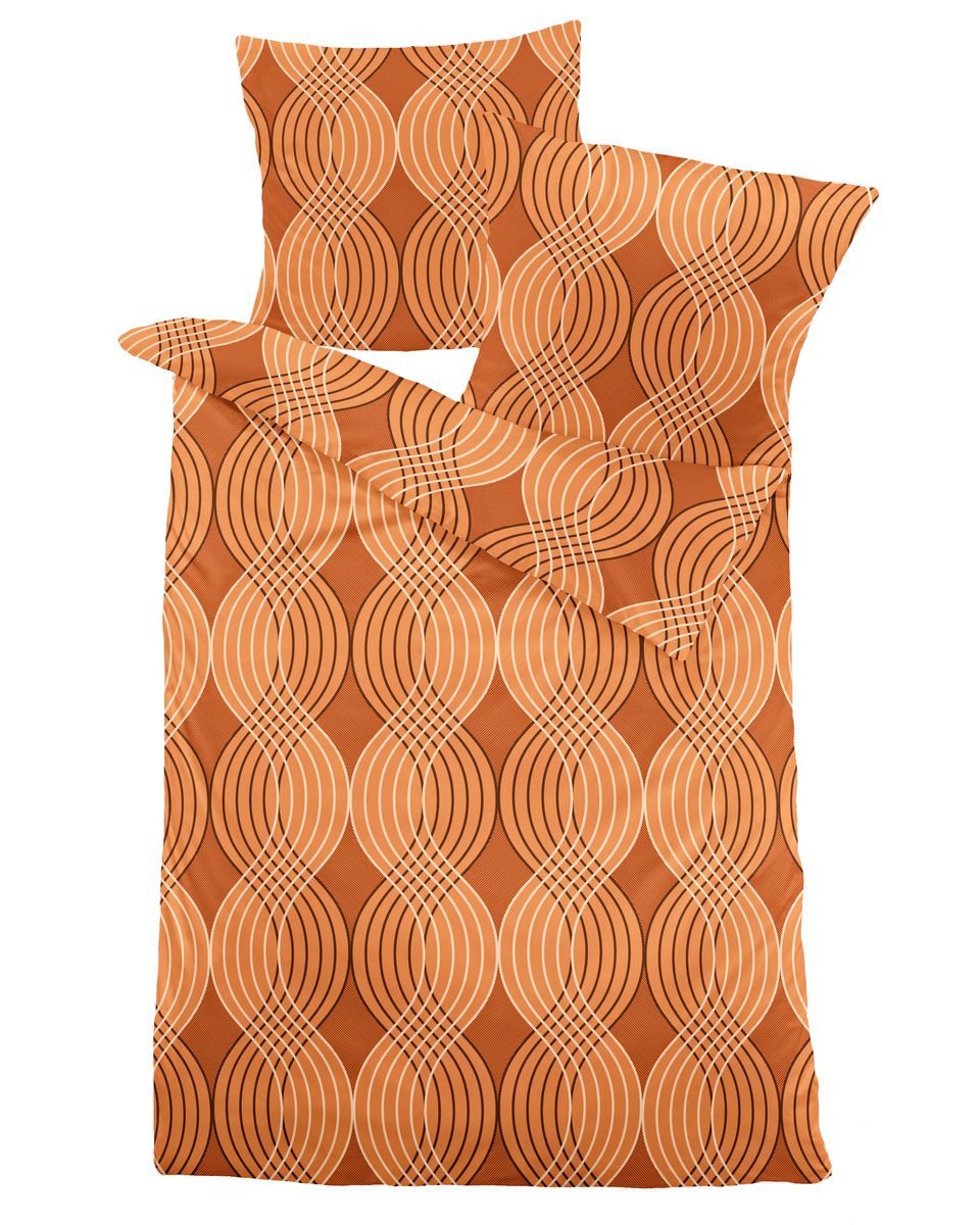 JACK Bettwäsche 135x200cm / 155x220cm Wellen Linien in Orange Braun, Biber, günstig online kaufen