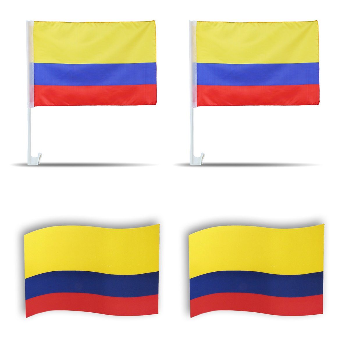 Fahne Fanpaket "Kolumbien" Sonia Fußball Autofahnen, Fahren Magnete: Colombia Originelli Flaggen 3D-Effekt