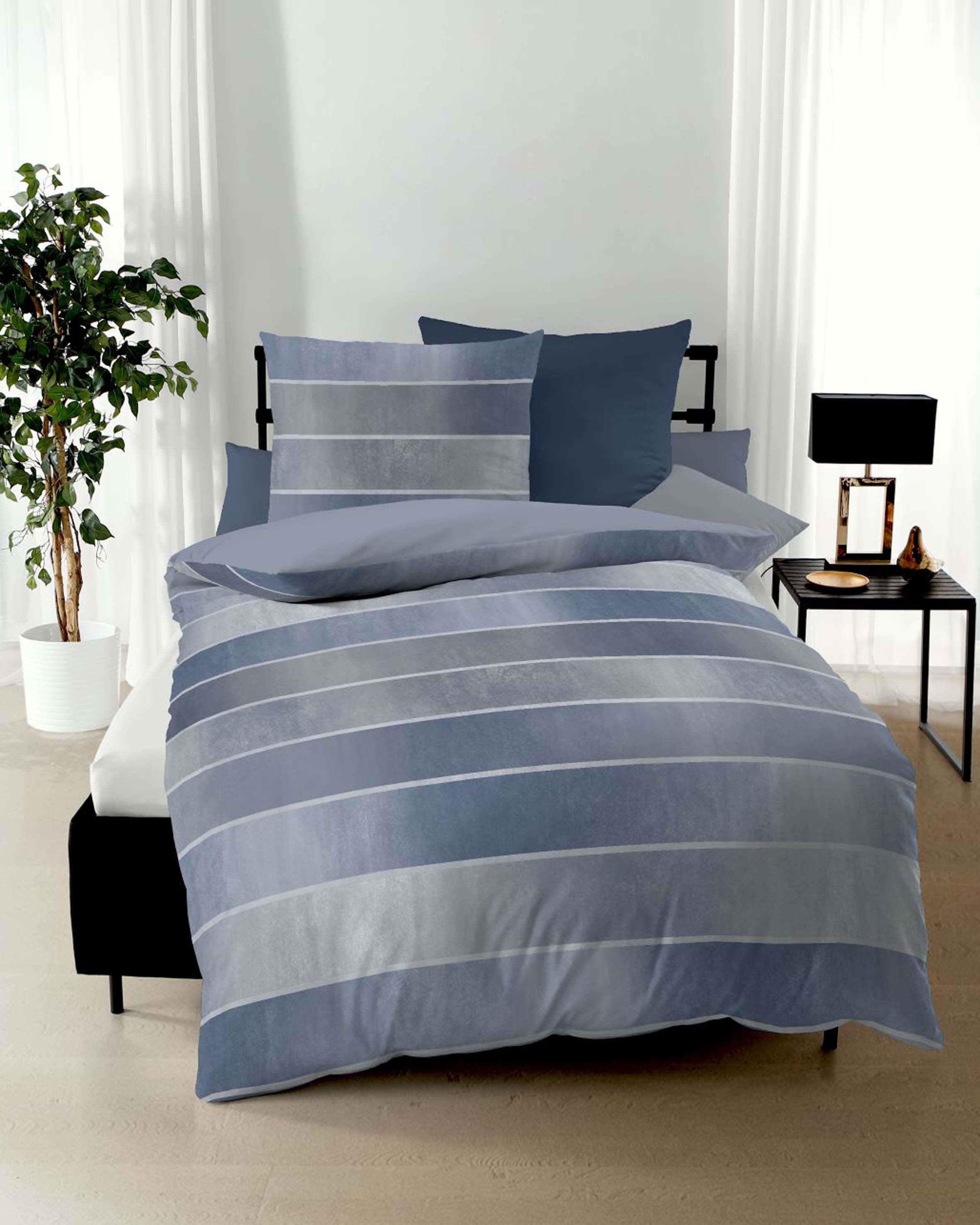 Kaeppel Wendebettwäsche TIMELESS 100% Baumwolle, Mako-Satin, 2 teilig, mit breiten Streifen, Wendeoptik, Markenreißverschluss