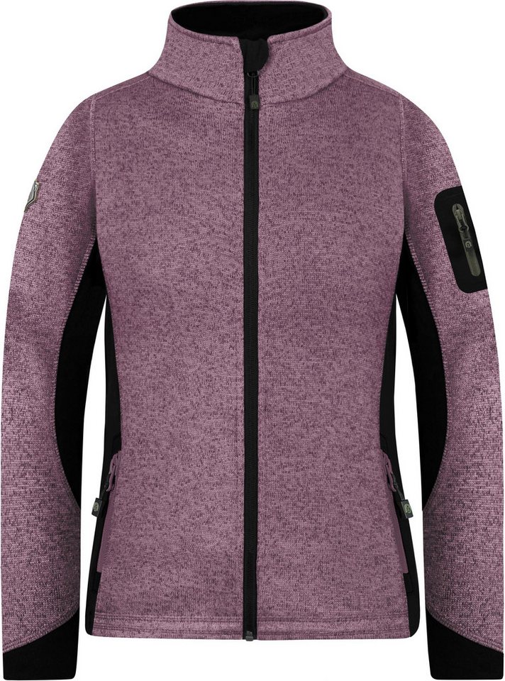 normani Fleecejacke Damen Strickjacke Pukaskwa Strickfleecejacke Fleecejacke mit Stehkragen und Seitentaschen