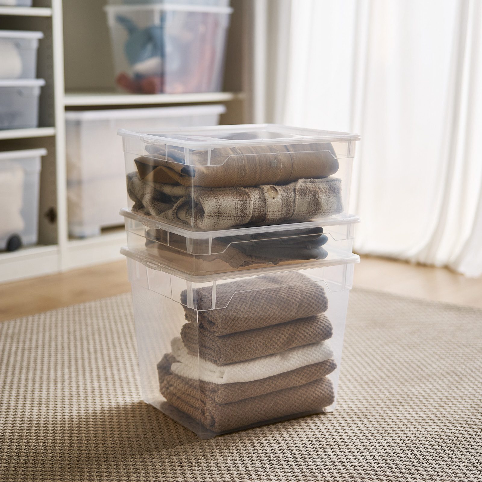 ROTHO Stapelbox Clear 18 l durchsichtige stapelbare Aufbewahrungsbox (12 St günstig online kaufen