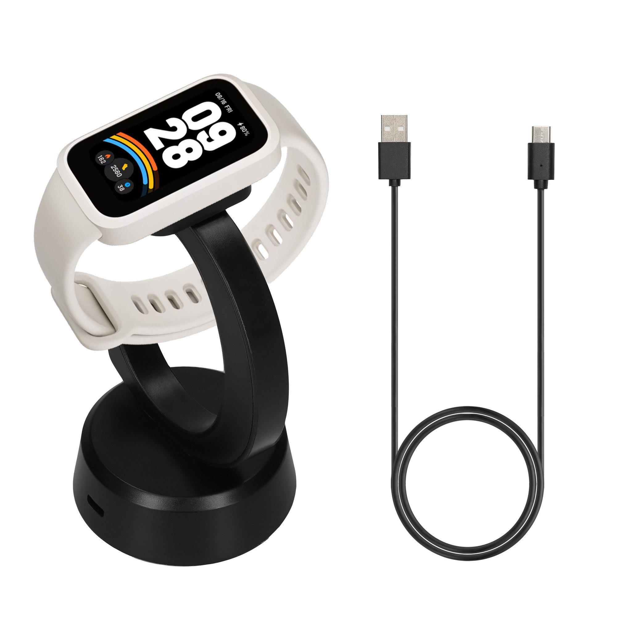 kwmobile USB Ladegerät für Xiaomi Mi Band 10 / Band 9 / 8 / 8Pro / Redmi Watch Smartwatch, 1-tlg., Smart Watch Ladestation - Ladekabel mit Standfunktion