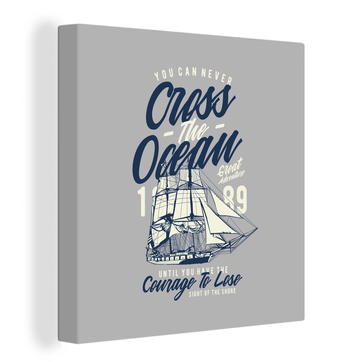 OneMillionCanvasses® Leinwandbild Segelboot - Grau - Vintage, (1 St), Leinwand Bilder für Wohnzimmer Schlafzimmer | Leinwandbilder