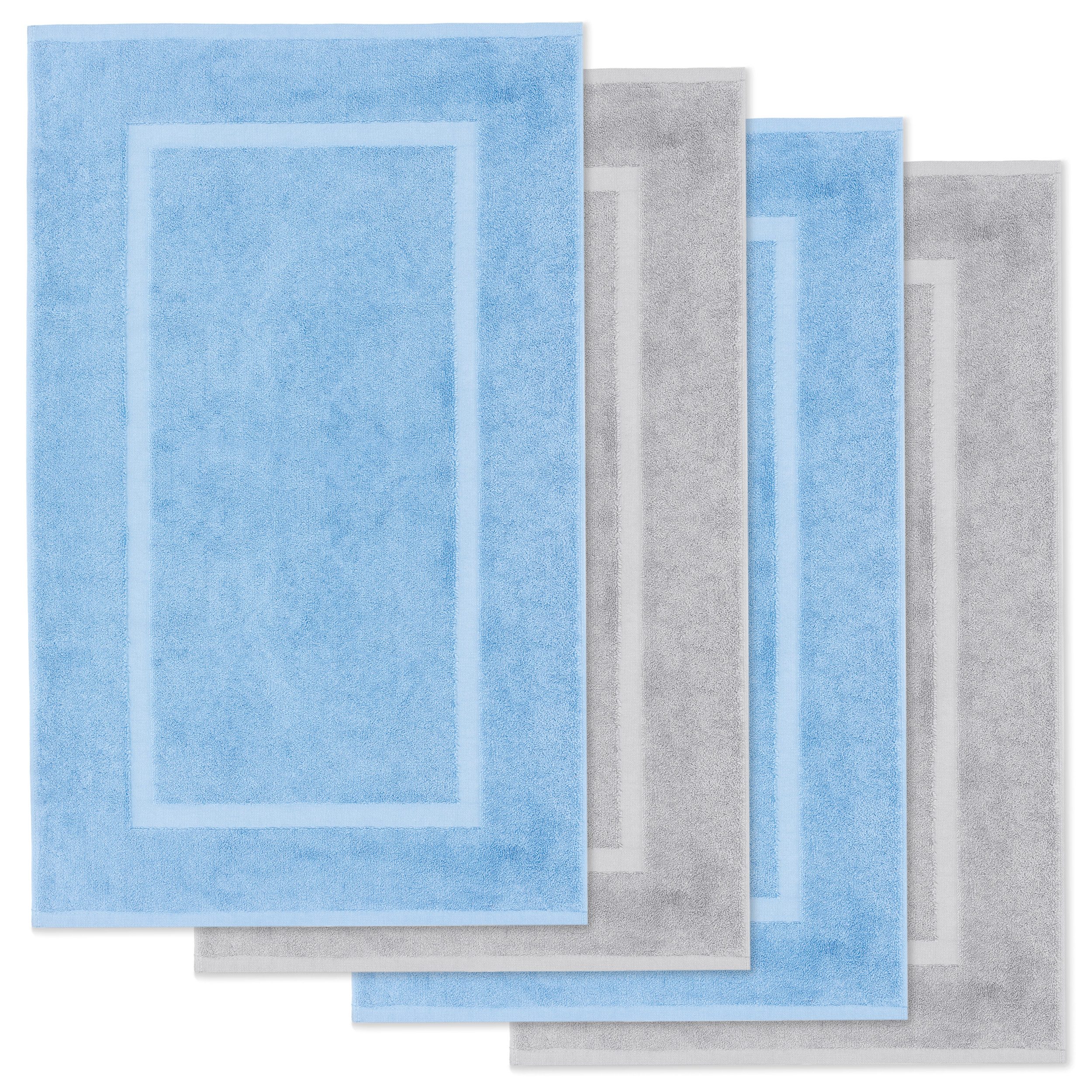 Lavea Badematte 4er Set Badeteppiche Elena Frottee 50x80 cm Badvorleger, 100% Baumwolle, 500 g/m² Frottier, weich & saugstark, pflegeleicht