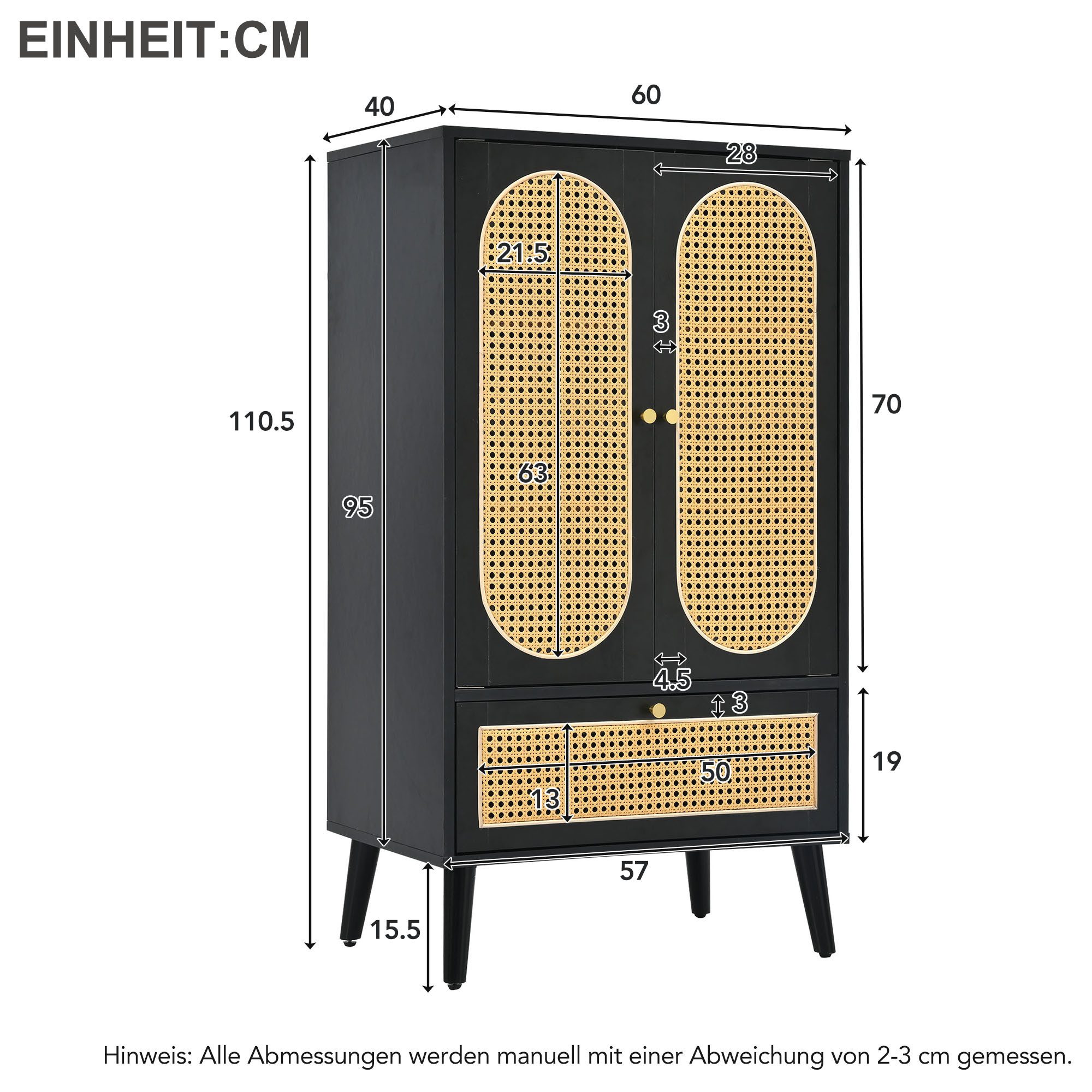 Thanaddo Anrichte Kompaktes Sideboard, Rattan-Design, Hochschrank, günstig online kaufen