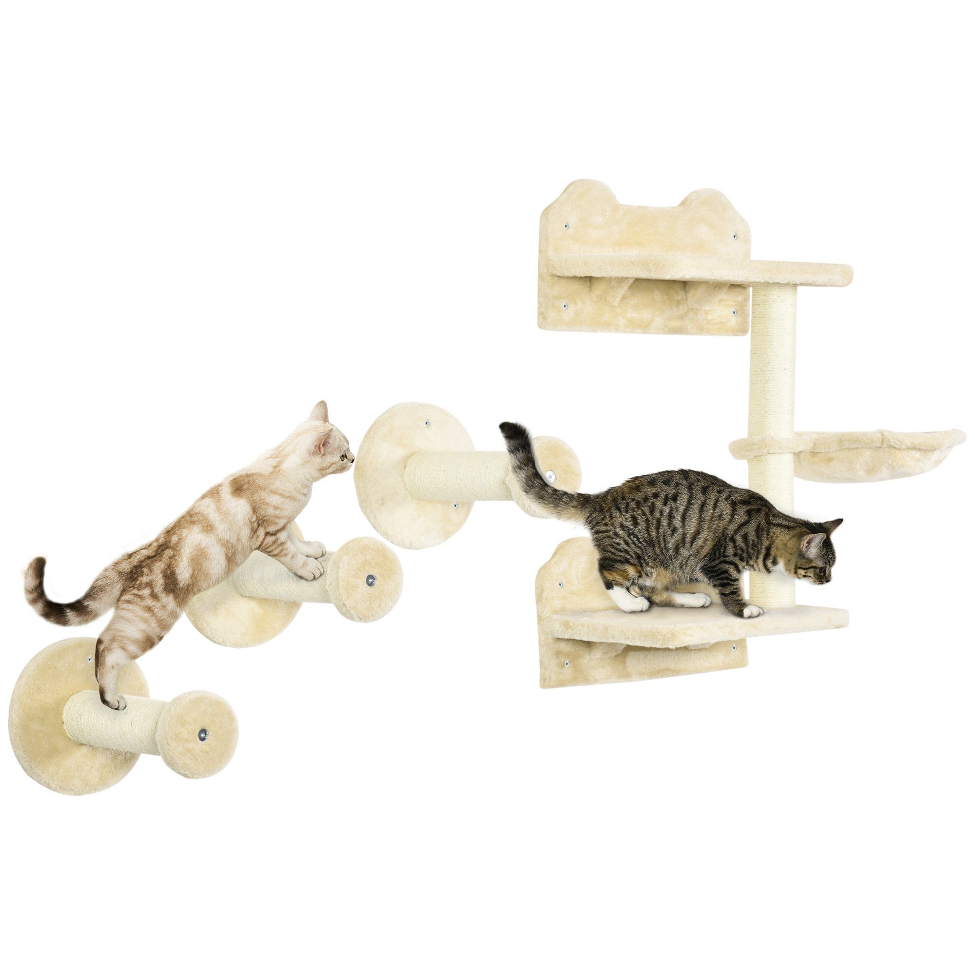 PawHut Katzen-Kletterwand Katzen Kletterwand, 4-teilig, Katzentreppe, günstig online kaufen