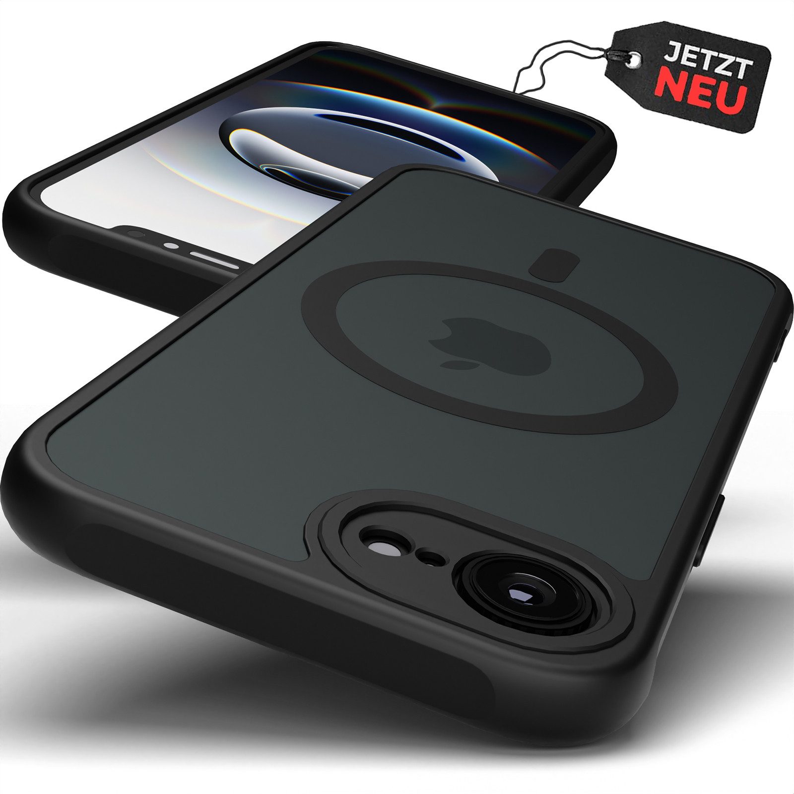GreenHec Handyhülle iPhone 16e handyhülle, MagSafe Case Schwarz Cover Schutzhülle 6,1 Zoll, Black Magnetring Cover Bumper, Stoßfest - Schutzhülle Kameraschutz
