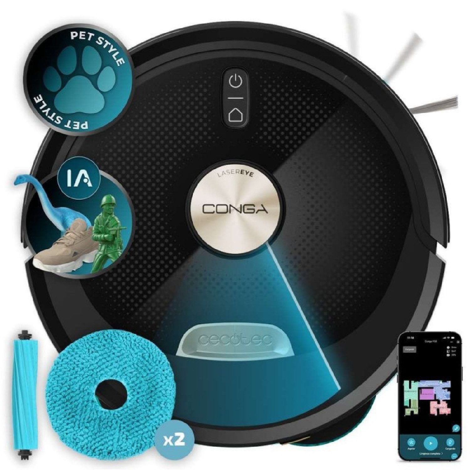 Cecotec Nass-Trocken-Saugroboter Conga M100 Spin AI