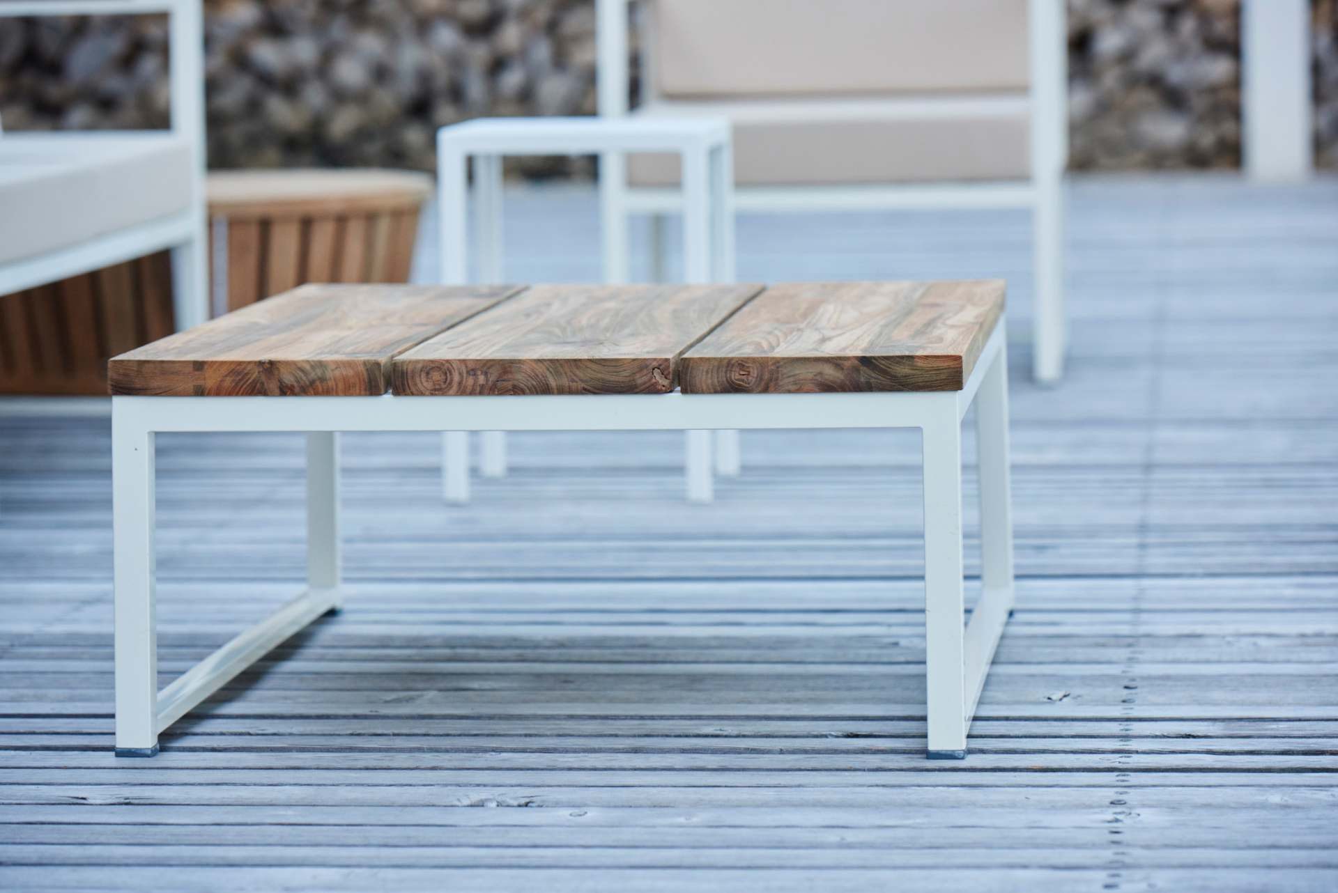 jankurtz Couchtisch Lux aus Teakholz, Weiß
