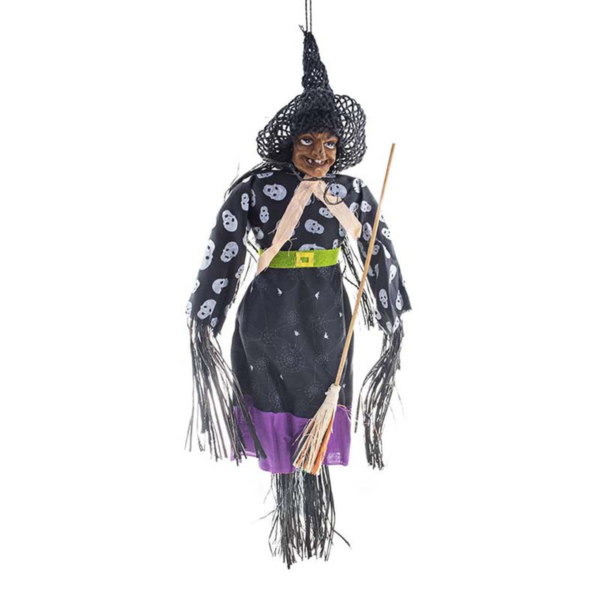 Funny Fashion Dekoobjekt Figur Hexe mit Besen ca. 74 cm