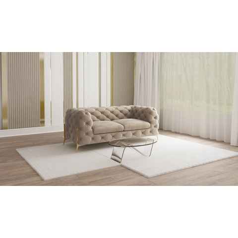 S-Style Möbel 2-Sitzer Ashley Chesterfield Sofa mit Goldene Metall Füßen, mit Wellenfederung