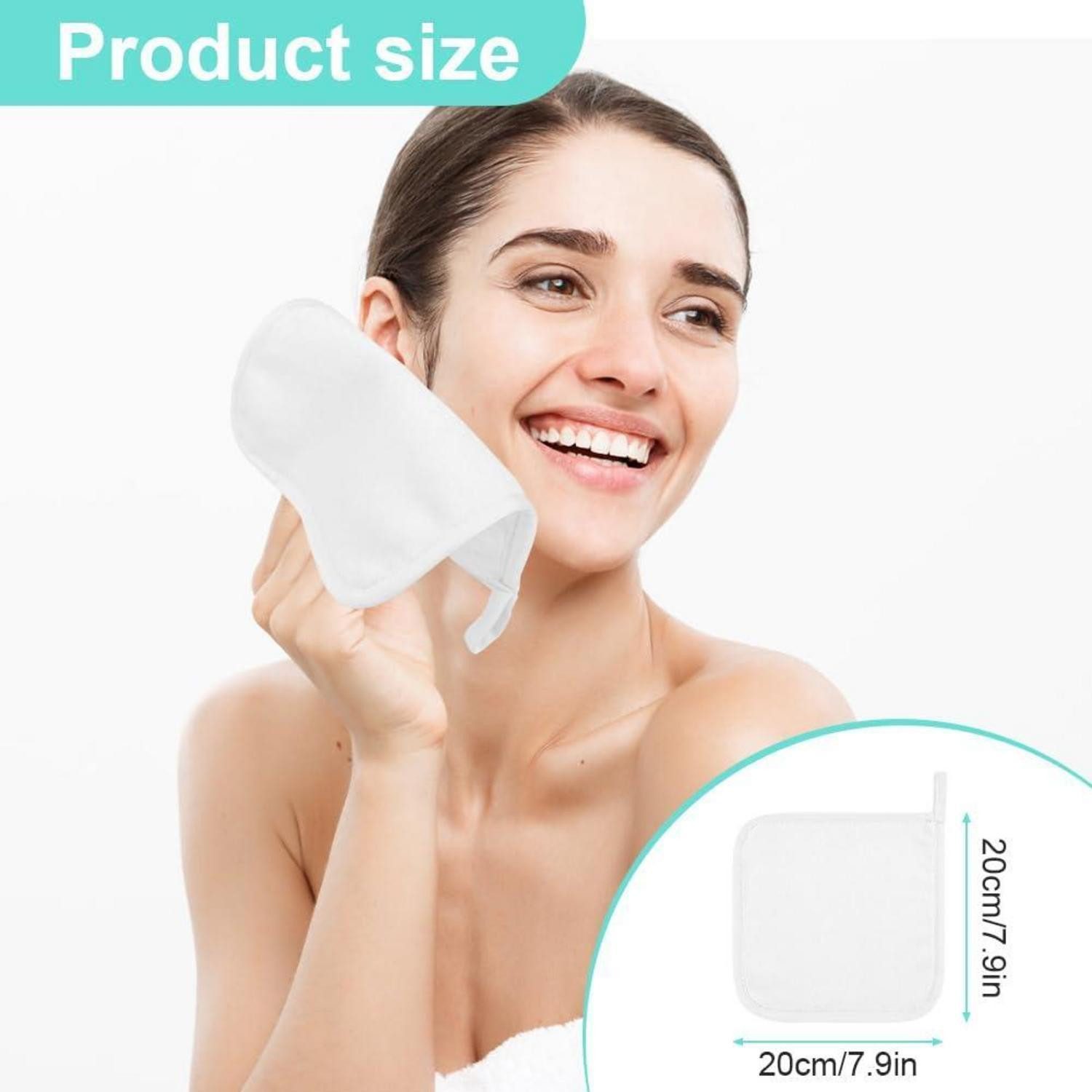LuxusKollektion Gesichtsreinigungstücher Abschminktuch Mikrofaser 6 Stück 20x20cm wiederverwendbar Weiß