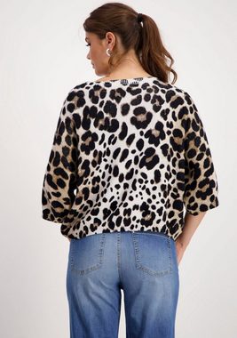 Monari Rundhalspullover mit Animalprint