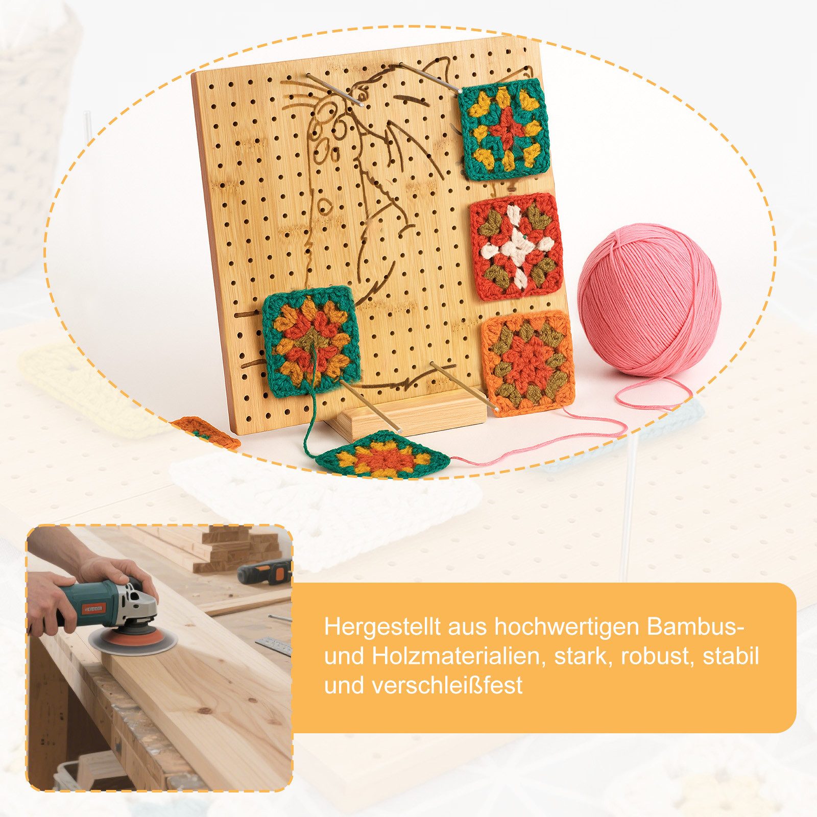 Youyijia Wirbelschäkel Granny Square Granny Square Spanner Handcrafted Wooden Blocking Holz – Bild 4 von 5