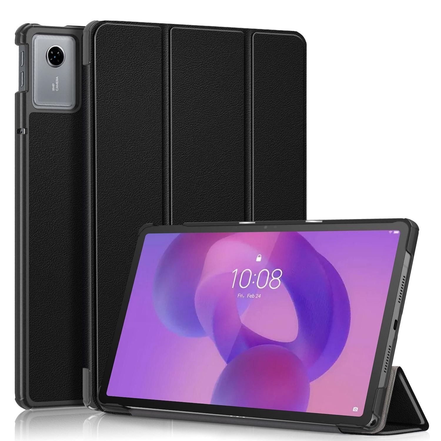 Wigento Tablet-Hülle 3folt Wake UP für Lenovo Idea Tab 11" Smart Cover Tasche Hülle Schwarz, 3-Fach Halterung, Kratzfest, Leicht