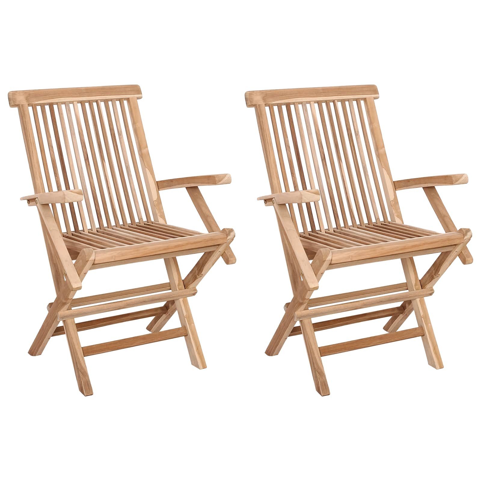 vidaXL Gartenstuhl Klappbarer Gartenstuhl 2 pcs Natur Massivholz (2 St)