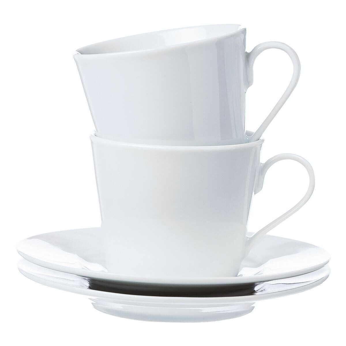 Ritzenhoff & Breker Kaffeeservice Bianco (4-tlg), Porzellan, Kaffeetasse mit Untertasse, spülmaschinen-/ mikrowellengeeignet