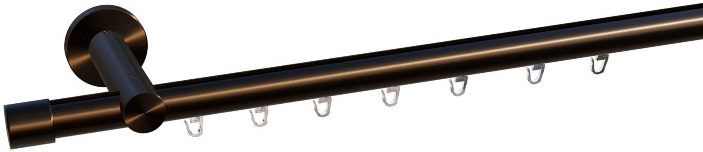 indeko Gardinenstange Consul, Ø 20 mm, 1-läufig, Wunschmaßlänge, mit Bohren, verschraubt, Aluminium, Innenlauf Komplett-Set inkl. Gleitern und Montagematerial