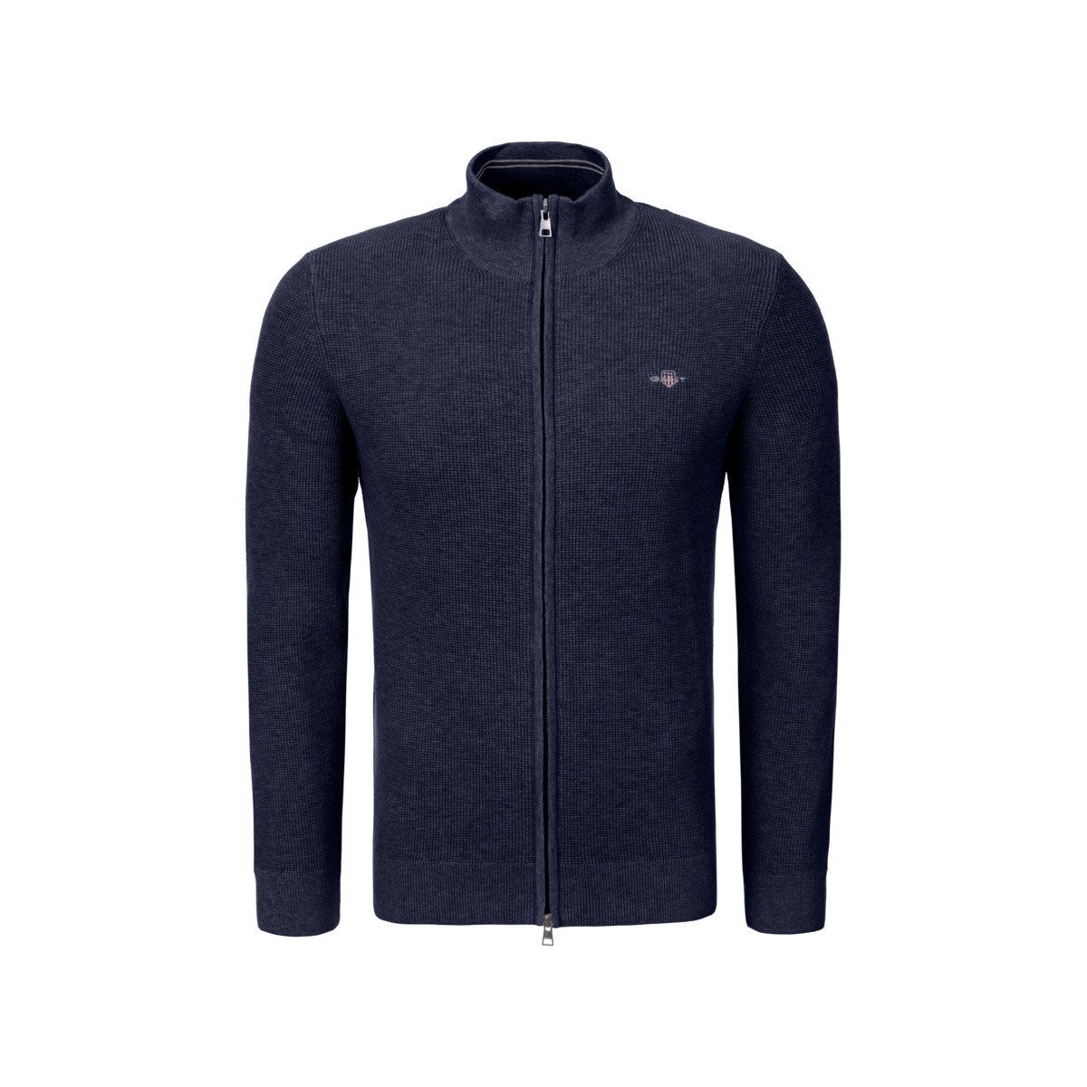 Gant Strickjacke Micro Textured Cotton Zip Herren Sweatjacke, Feinstrickjac günstig online kaufen