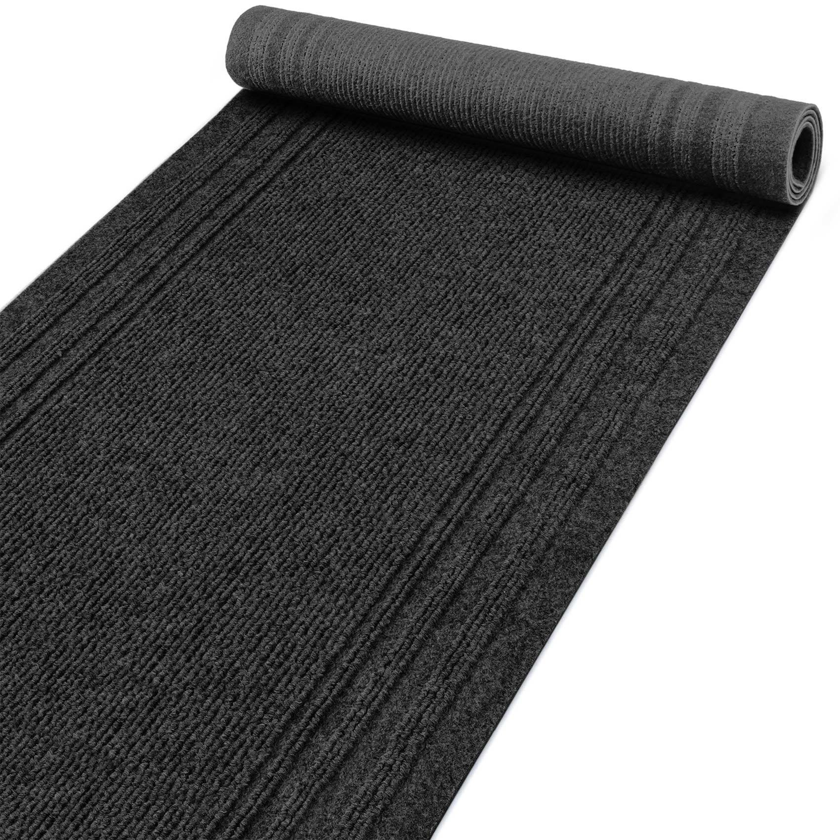Läufer Teppich Flurläufer Läufer Bodenläufer Textil PASSAT Gestreift Robust, ANRO, Rechteckig, Höhe: 5 mm, Textil Schwarz
