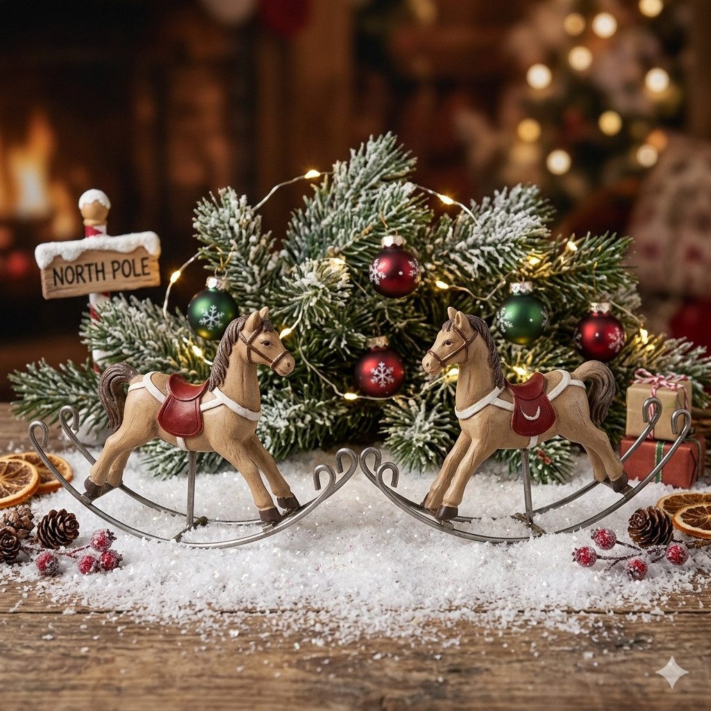 Posiwio Dekofigur 2er Set Schaukelpferde (2 St)