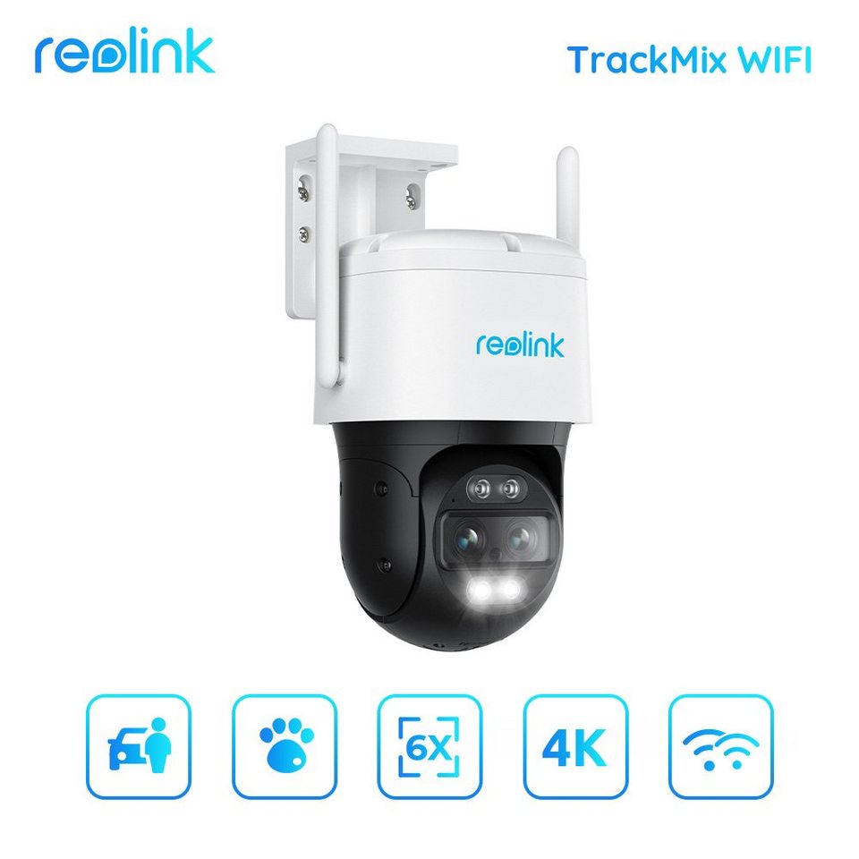 Reolink Trackmix 8MP PTZ WLAN IP Überwachungskamera (Außenbereich, Packung,  1-tlg., 2 Spotlights, mit Dual-Objektiv, Auto-Tracking,Smarte  Person/Auto/Haustiererkennung), Erkennung von Personen/Fahrzeugen und  Smarte automatische Verfolgung