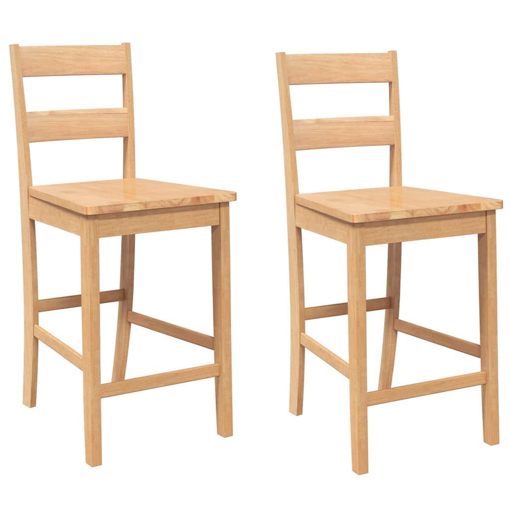 Barhocker Barhocker 2 Stk. Natur Massivholz Gummibaum