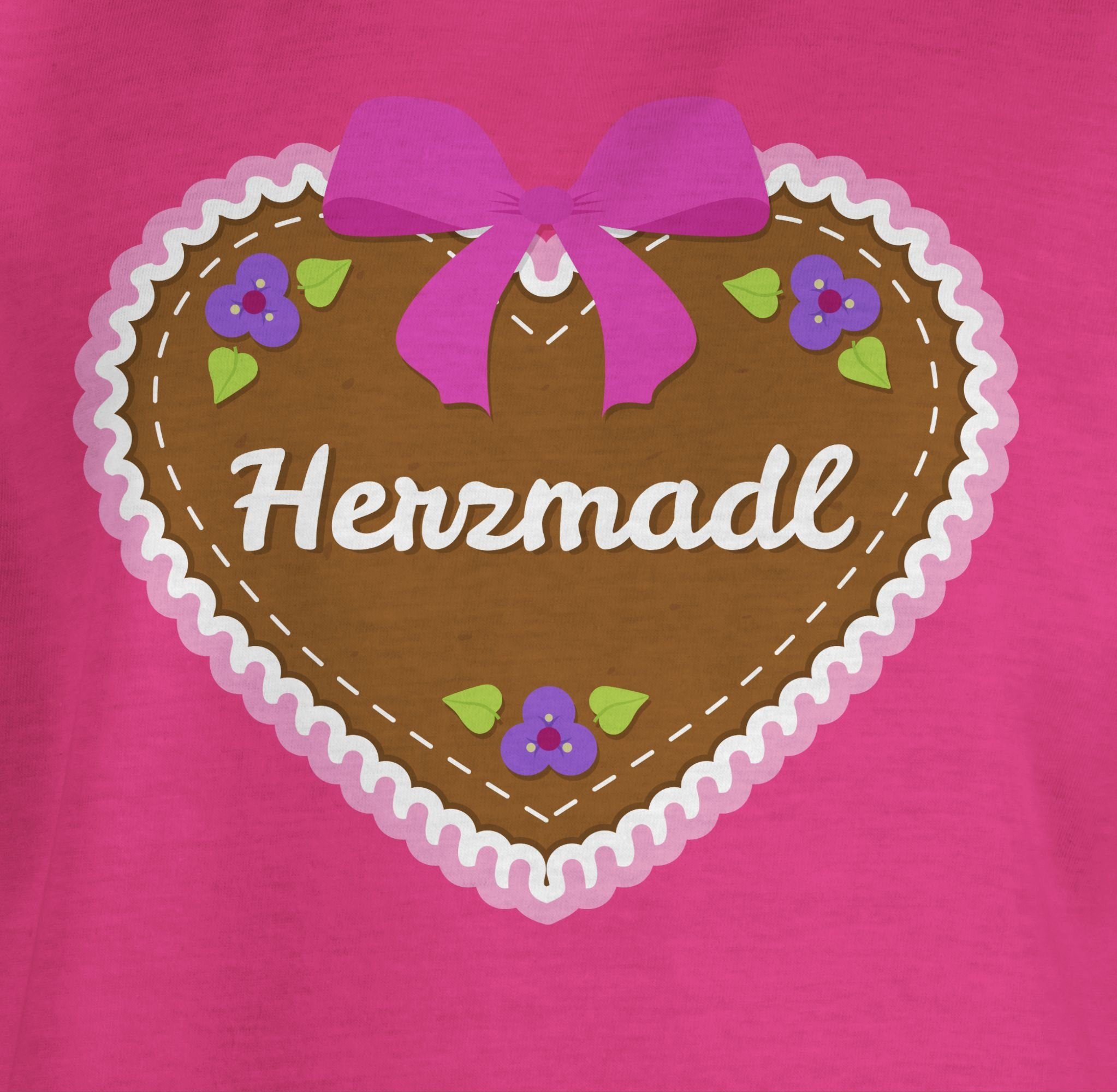 T-Shirt Lebkuchenherz Herzmadl 2 Mode mit Kinder Fuchsia Shirtracer Outfit für Oktoberfest