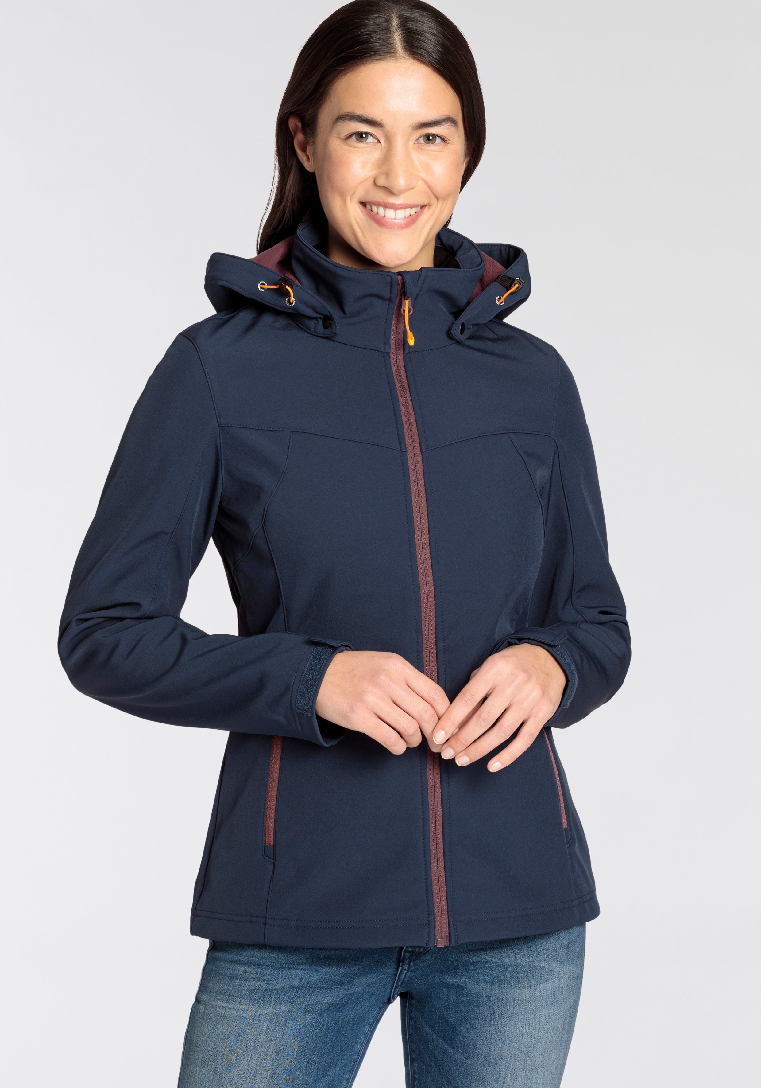 Softshelljacke SOFTSHELLJACKE Icepeak D BLUE Stehkragen BRENHAM hohem mit