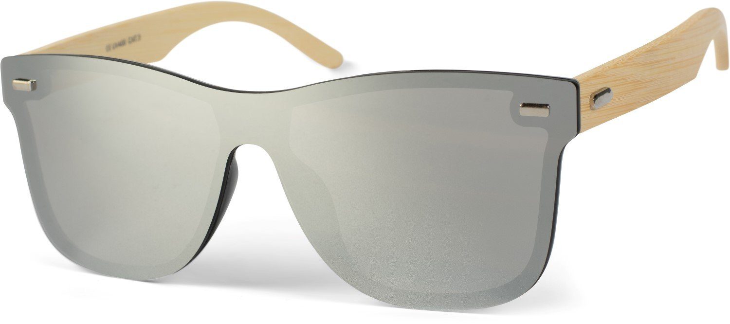 styleBREAKER Sonnenbrille (1-St) Verspiegelt Gestell Hellbraun / Glas Silber verspiegelt