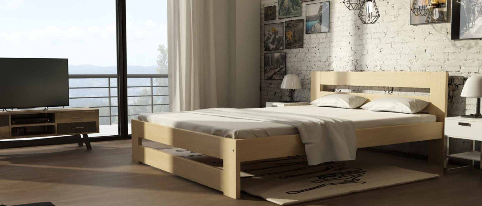 JVmoebel Bett, Modernes Designer Holz Bett Edles Möbel Doppel Betten Neu | Bettgestelle