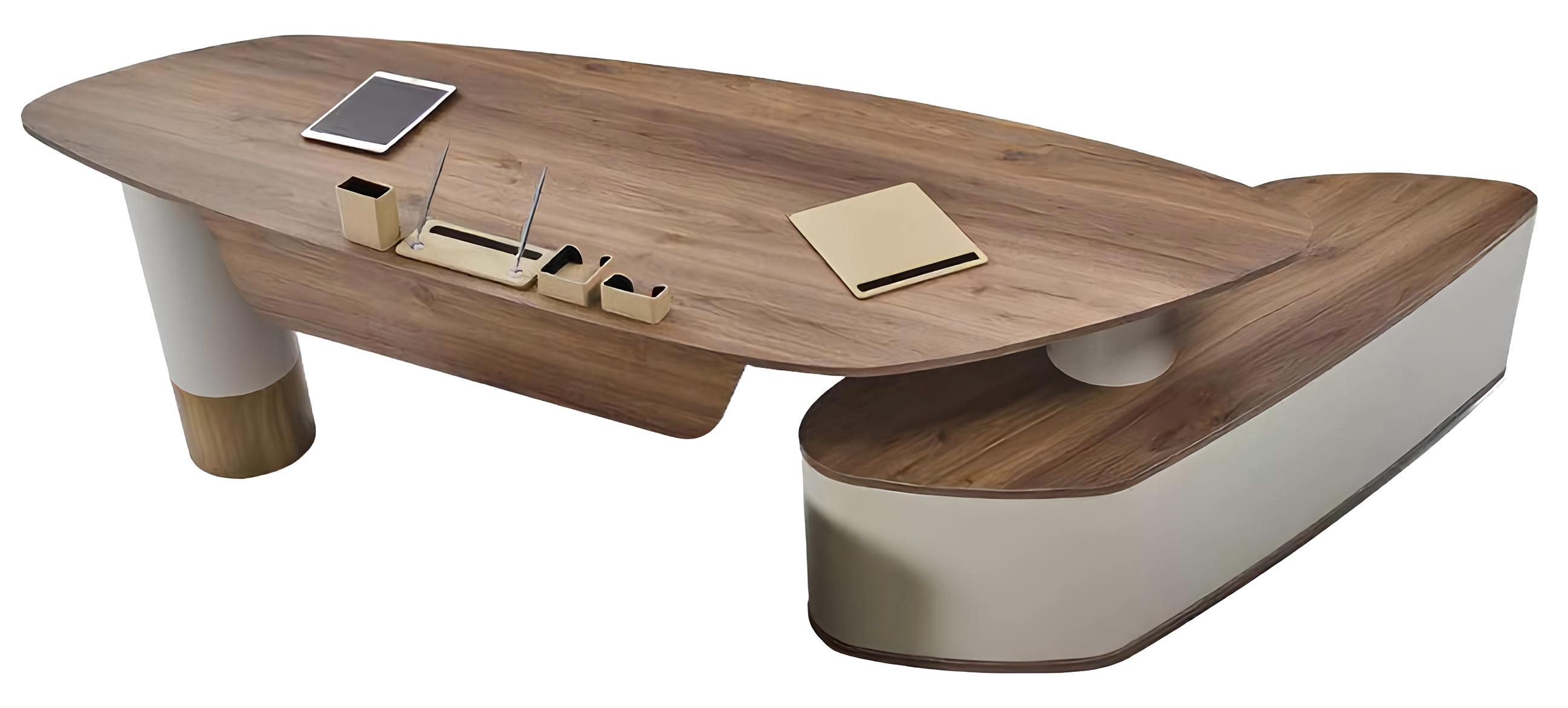 JVmoebel Eckschreibtisch Ovaler Büro Schreibtisch Design Eckschreibtisch Möbel Столы Beige (1-St., Schreibtisch), Made in Europa