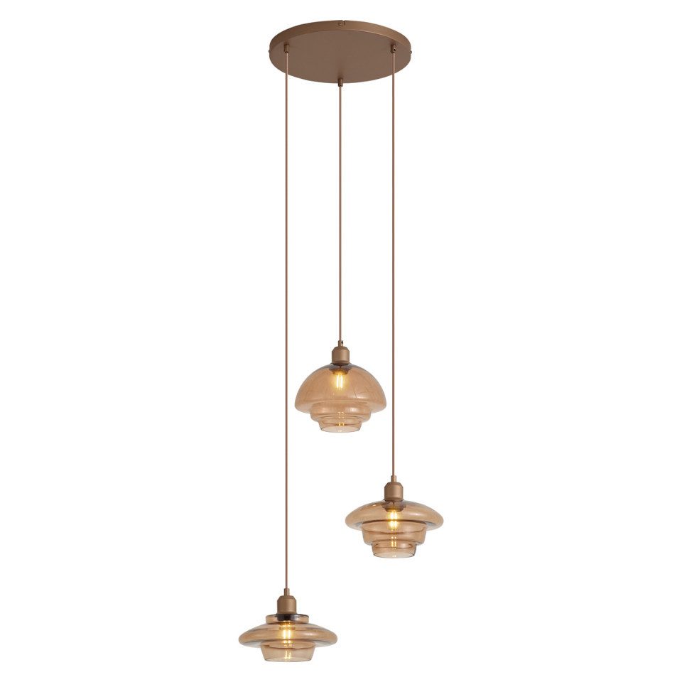 Qazqa Pendelleuchte Smokey, ohne Leuchtmittel, Warmweiß, QAZQA Hängeleuchte, e27, Bronze, Stahl, Retro