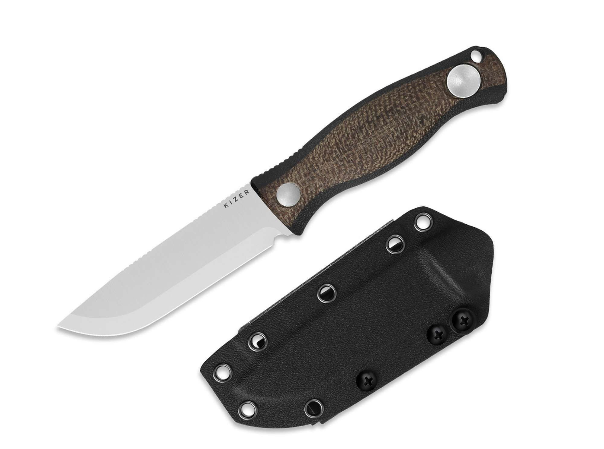 Kizer Taschenmesser Kizer Polaris AEB-L Burlap Natural Micarta & Black G10