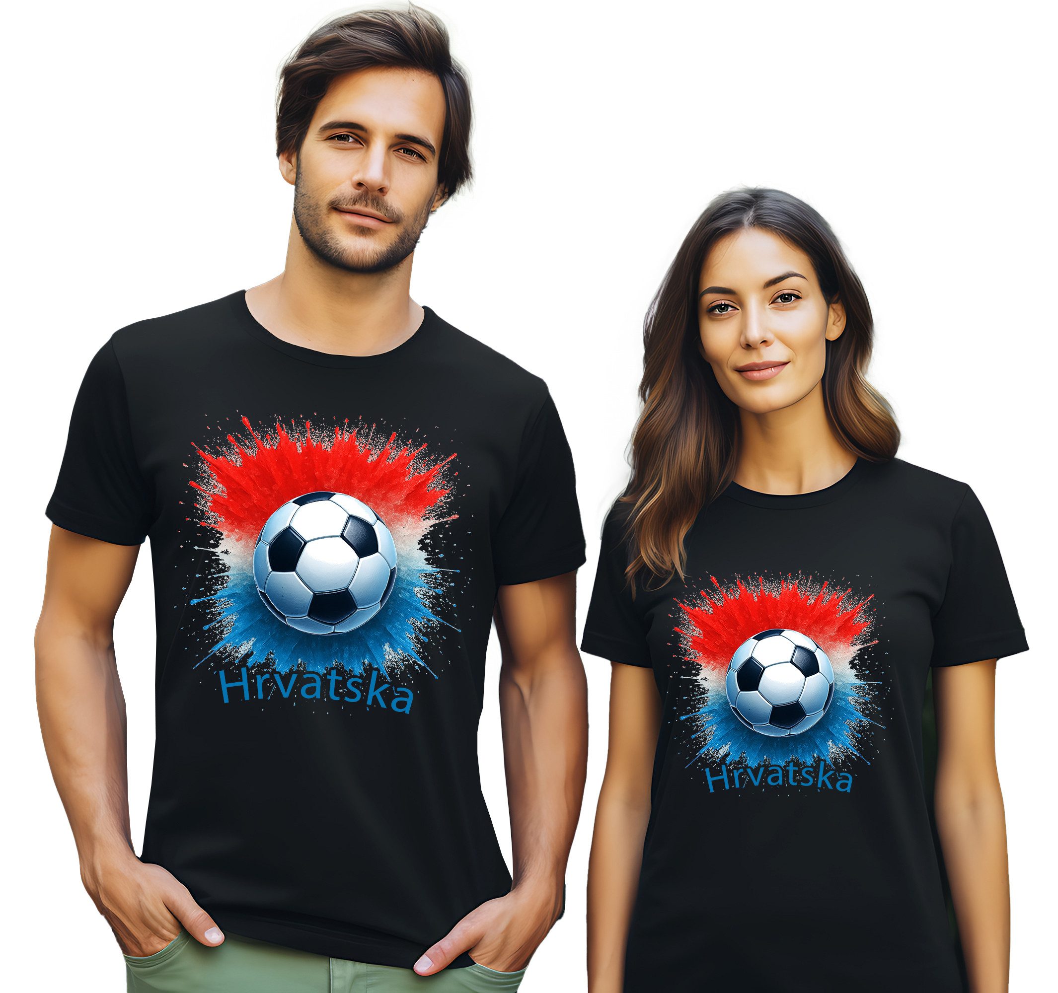 MyDesign24 T-Shirt Fussball Shirt - WM T-Shirt schwarz Herren und Damen Fussball kurzarm Kroatien Fan-Shirt i678