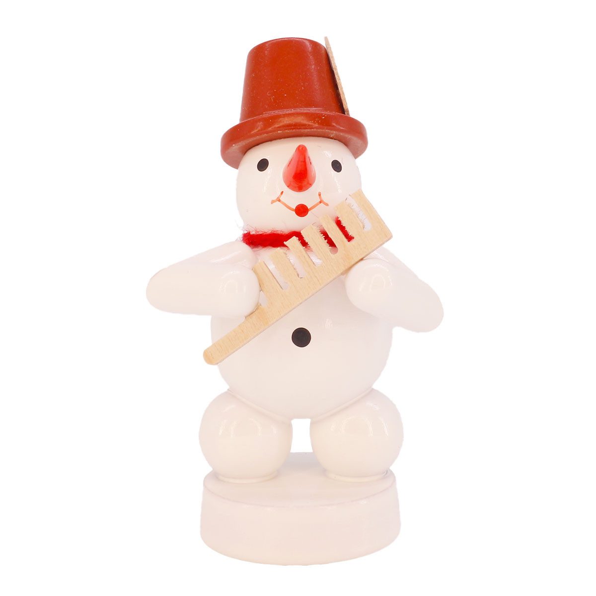 Volkskunst Zenker Weihnachtsfigur Schneemann mit Kamm, Echt Erzgebirge - Holzkunst mit Herz