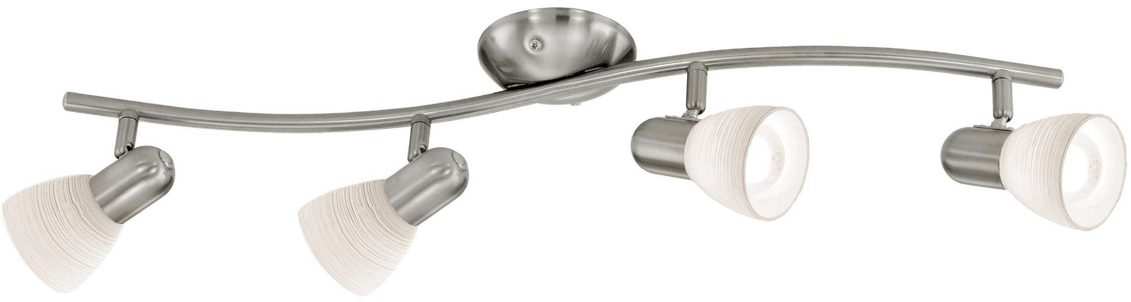 EGLO Deckenleuchte Dakar 1 Deckenlampe, Deckenspot aus Stahl und Glas, E14, Deckenleuchte, ohne Leuchtmittel, Spot - L65 x B10 cm - nickel-matt - 4X40W exkl.