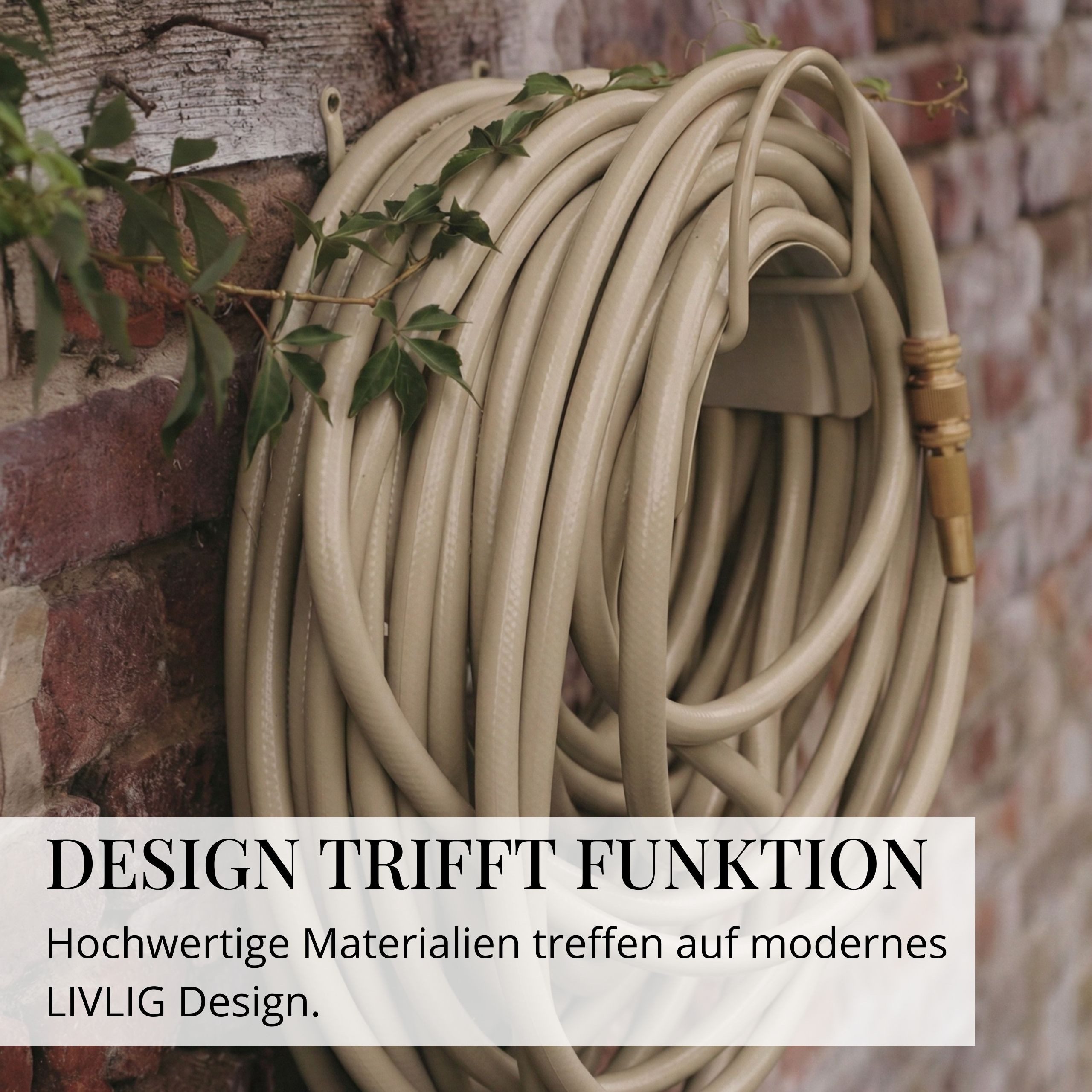 LIVLIG Wandschlauchhalter Halterung, Wandschlauchhalter bis zu 30 Meter Schlauch, aus pulverbeschichtetem Stahl