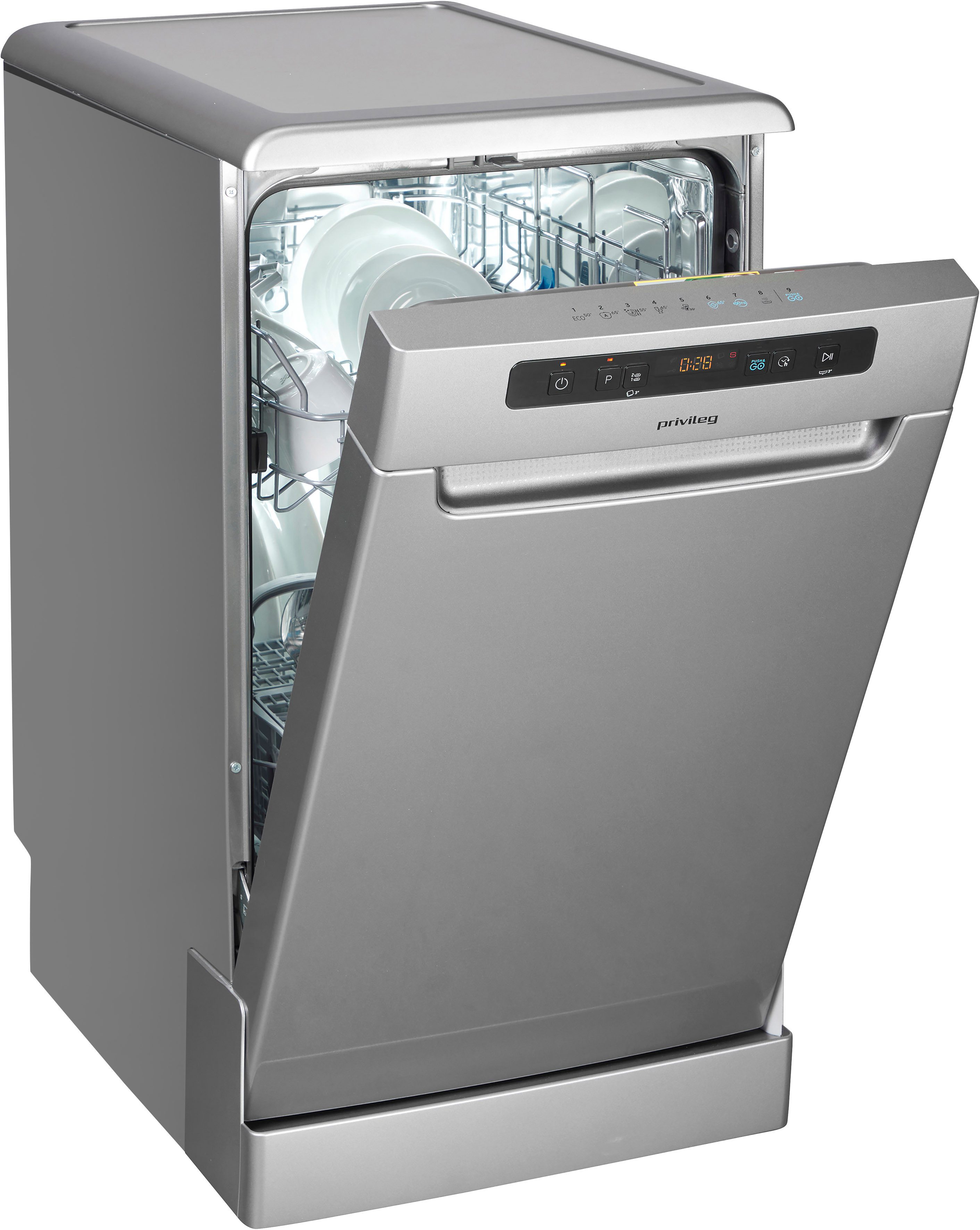 Privileg Standgeschirrspüler PV2FC10BS7A0S, 10 Maßgedecke, Auto Door - automatisches Türöffnungssystem (abschaltbar)
