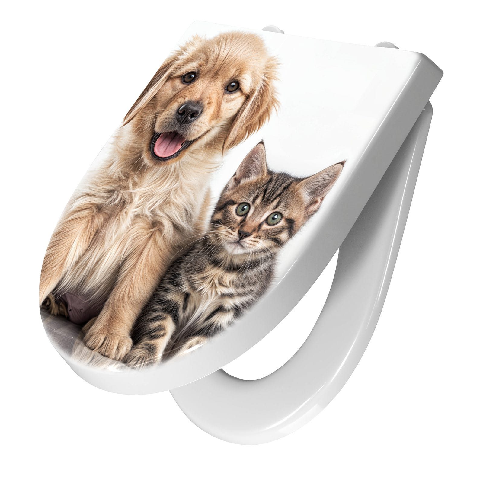 Primedeco WC-Sitz mit Absenkautomatik Motiv Hund und Katze (1-St), Absenkautomatik, Soft-Close