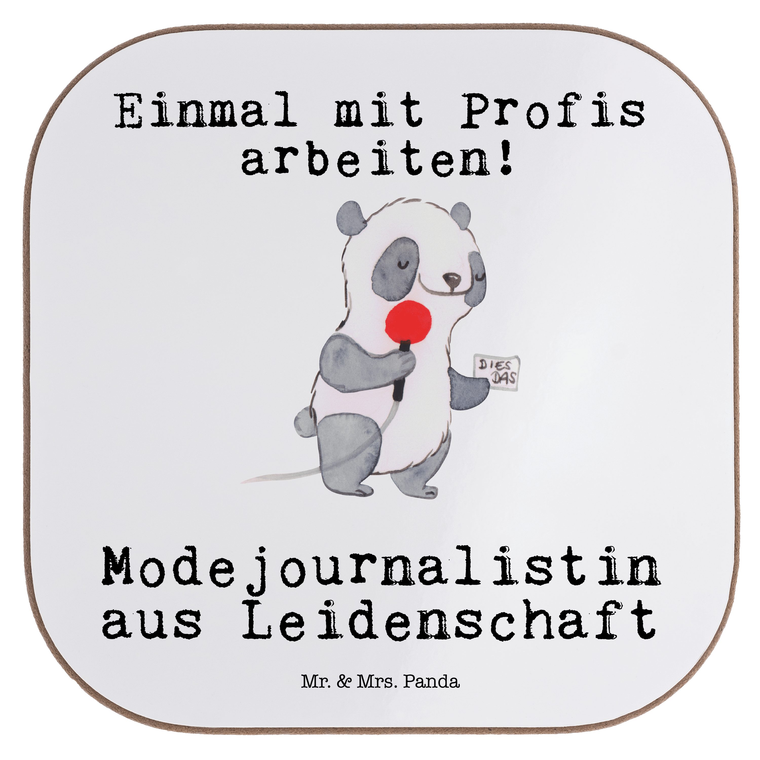 Mr. & Mrs. Panda Getränkeuntersetzer Modejournalistin aus Leidenschaft - Weiß - Geschenk, Ausbildung, Getr, 1-tlg.