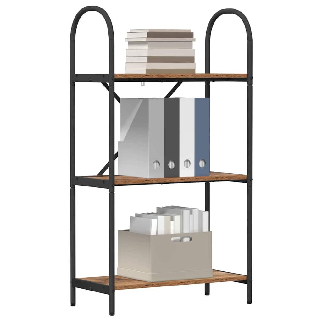 furnicato Bücherregal 60 x 30 x 109 cm Altholz, Stabiles Standregal mit 3 Ebenen und schwarzem Rahmen für das Büro