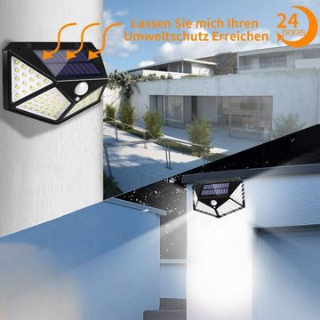 oyajia LED Solarleuchte 4x Solarlampe Außen mit Bewegungsmelder, Kaltweiß