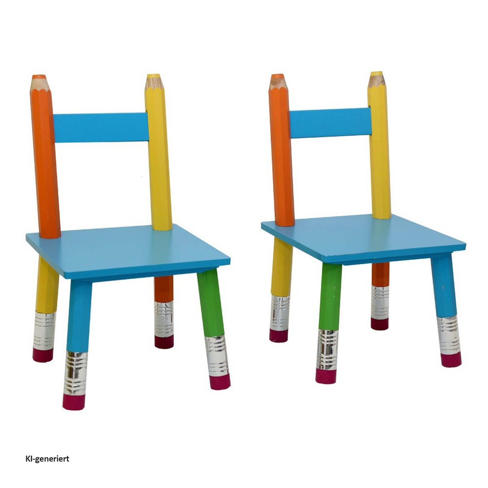 HTI-Living Kindersitzgruppe Sitzgruppe aus Holz für Kinder Buntstift, (Set, 3-tlg., 1 Tisch und 2 Stühle), Kinderstuhl Kindertisch Kindermöbel