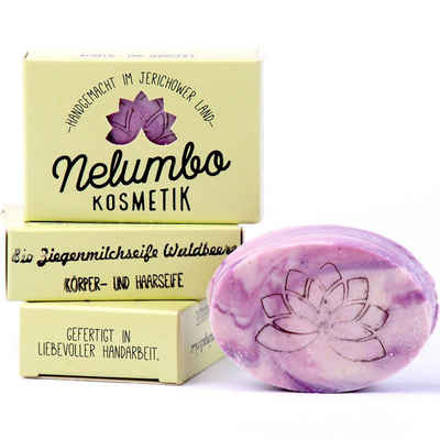 Nelumbo Kosmetik Feste Duschseife Ziegenmilchseife Waldbeere, 50 g