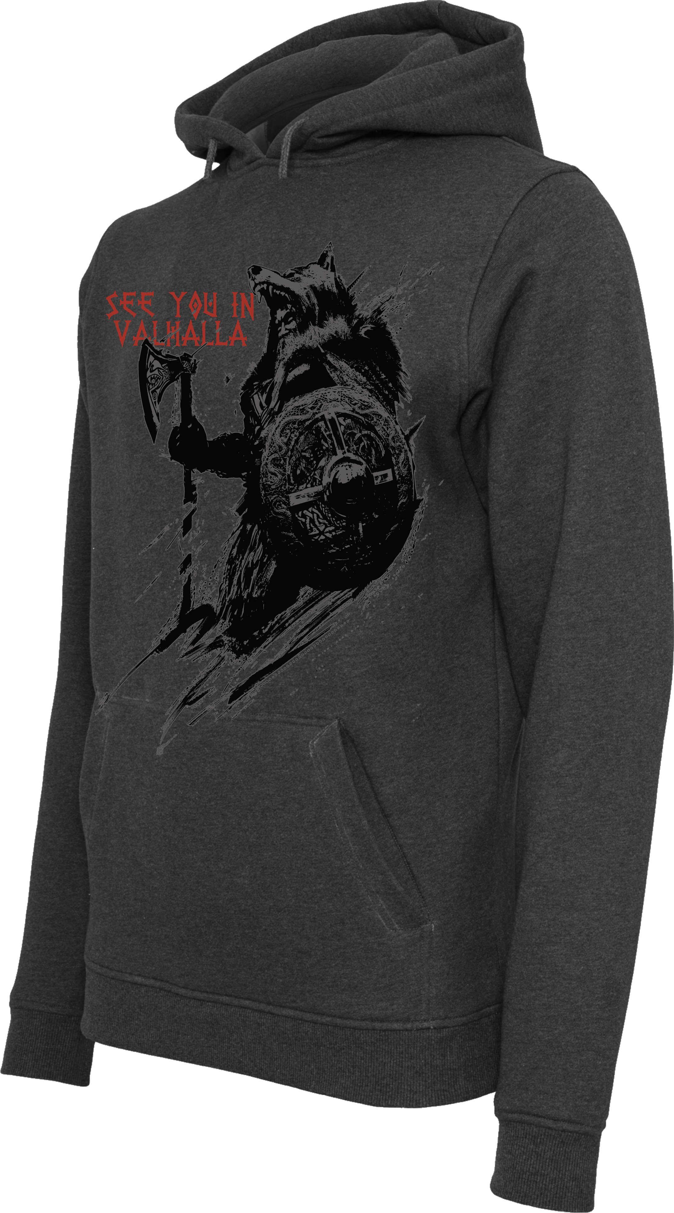 Baddery Kapuzenpullover Wikinger Hoodie: "See you in Valhalla" - Wikinger V günstig online kaufen