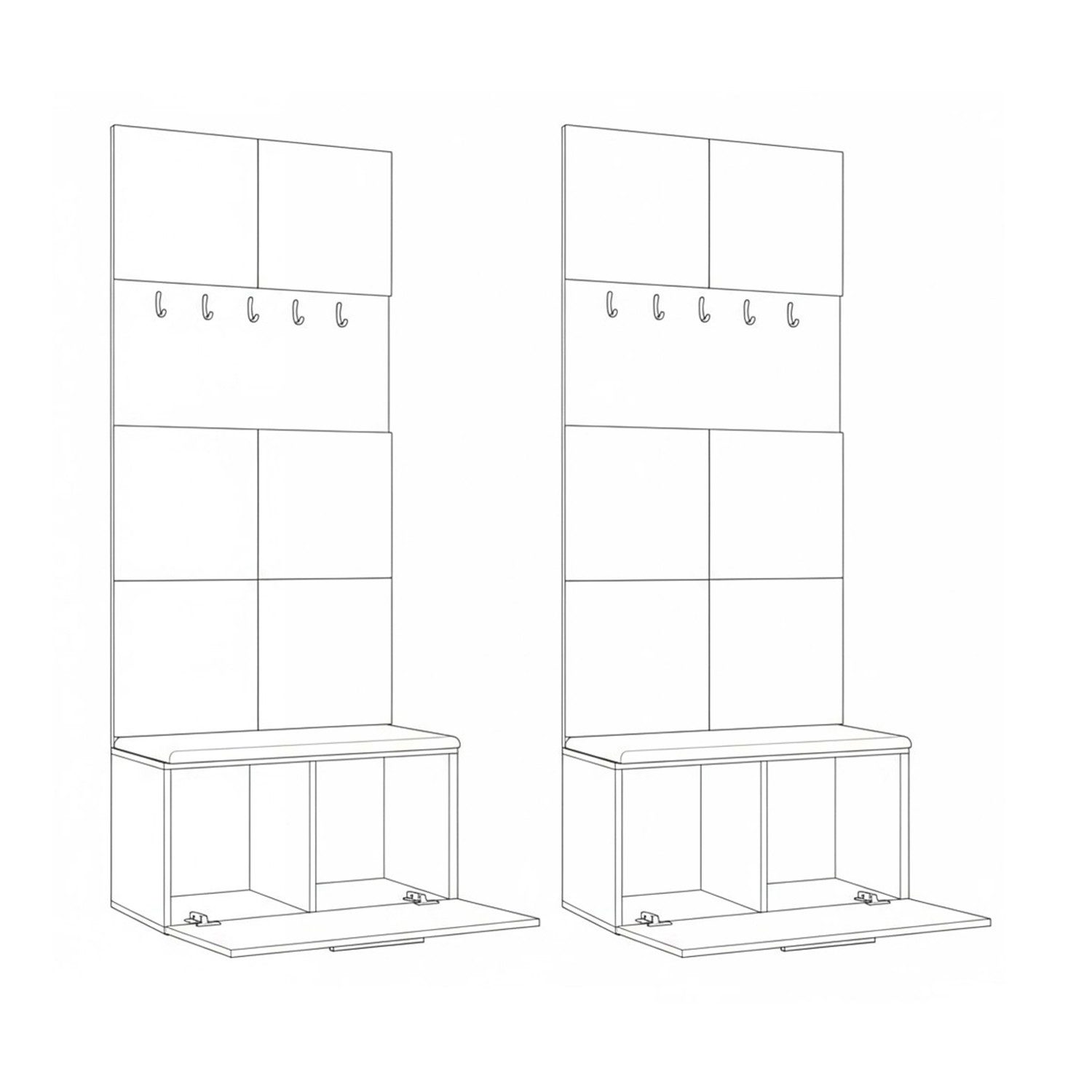 Masseno Garderobenschrank MODULO 161,2 x 204 cm Flurmöbel Garderoben-Set Kaschmir