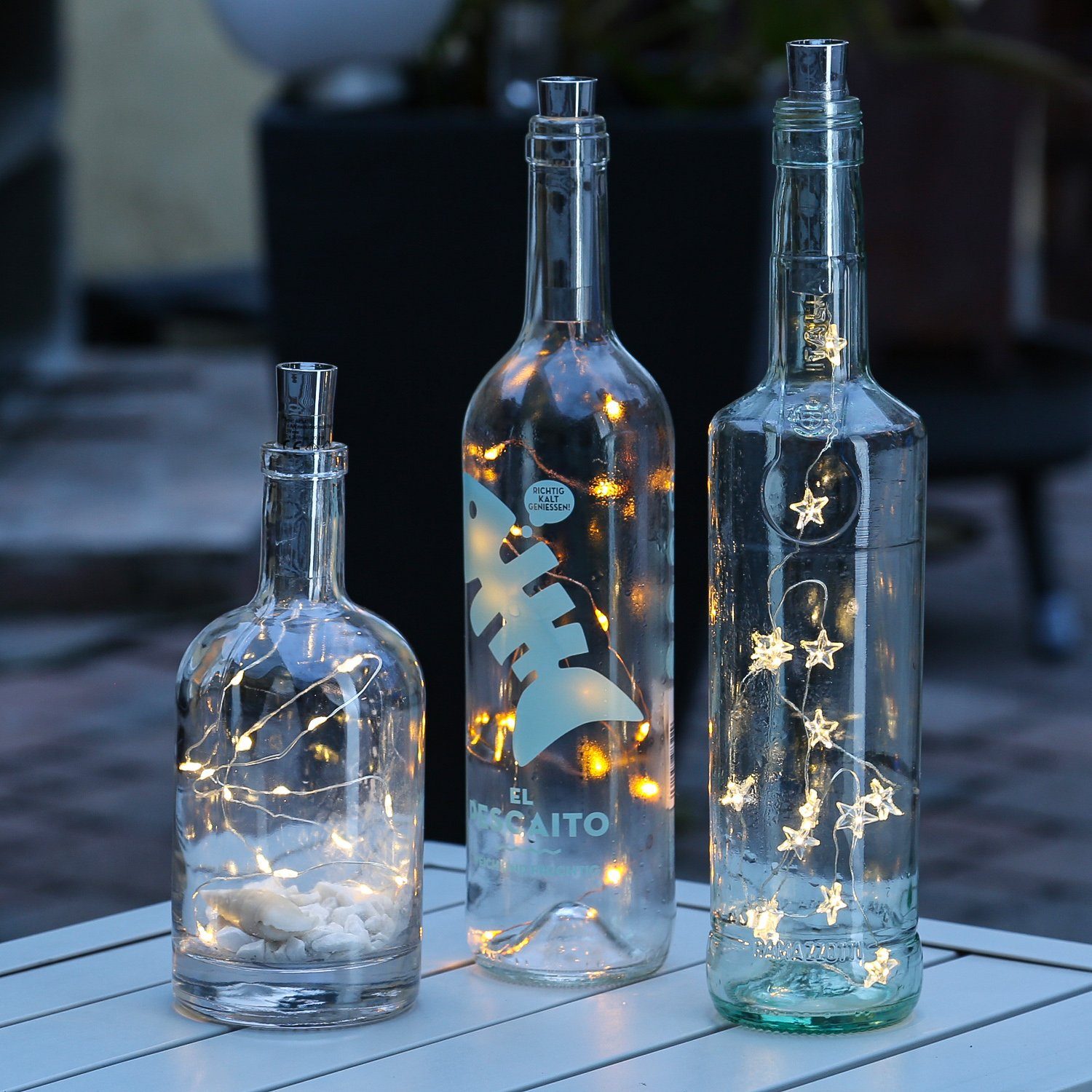 MARELIDA LED-Lichterkette LED Drahtlichterkette für Flaschen Korken  Flaschenlicht Weinflaschen 70cm kupfer, 15-flammig
